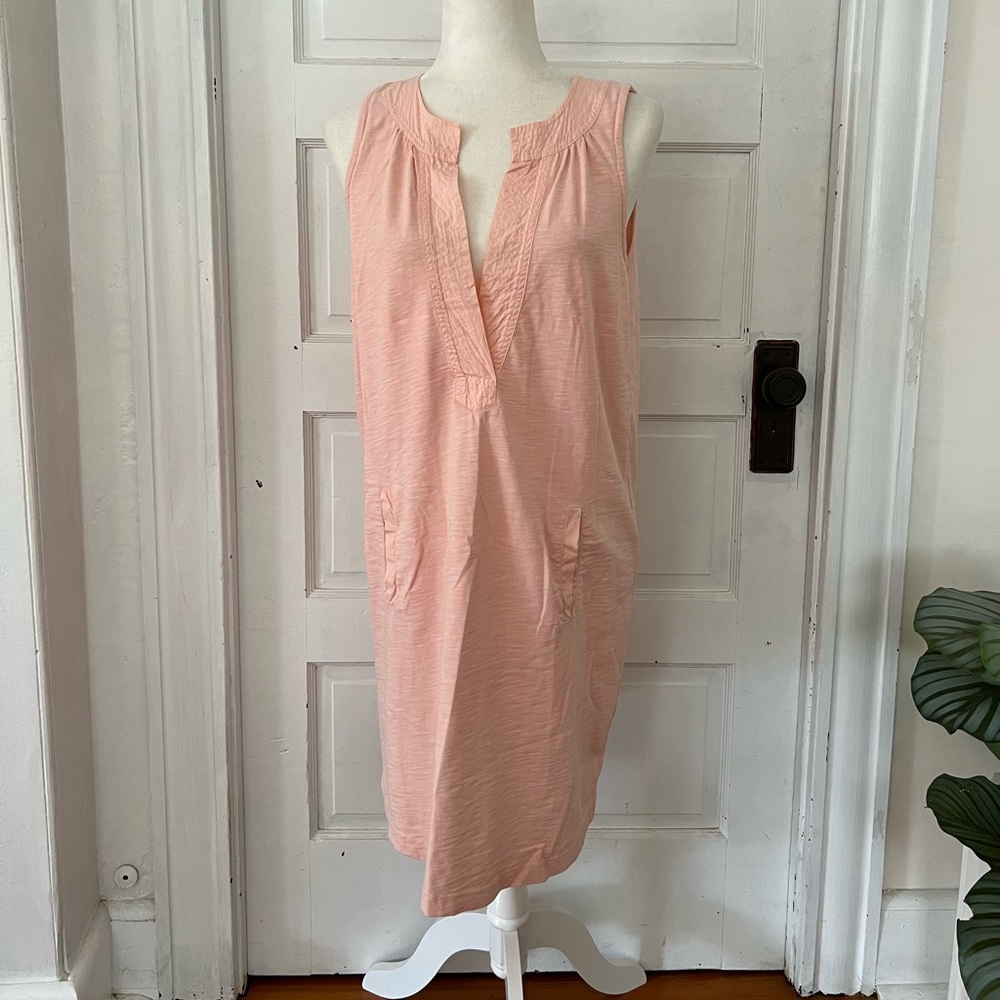 J. Crew Light Peach Sleeveless V-Neck Midi Dress